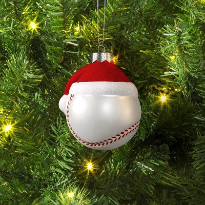  4" Christmas Glass Baseball With Hat Ornament - Wondershop™