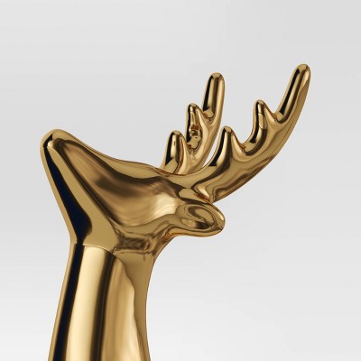  8.75" Plated Ceramic Sitting Deer Animal Figurine - Wondershop™ Gold