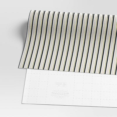 30” 90 Sq Ft Christmas Roll Wrap Blush/Black/Gold Stripes On Cream - Wondershop™