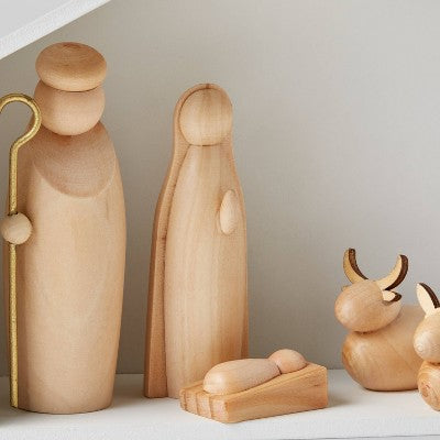  5pc Wood Nativity Decorative Figurine Set - Wondershop™